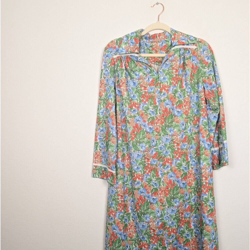 Vintage Floral 60s/70s Style Cottagecore Garden Print House Dress - Picture 3 of 8